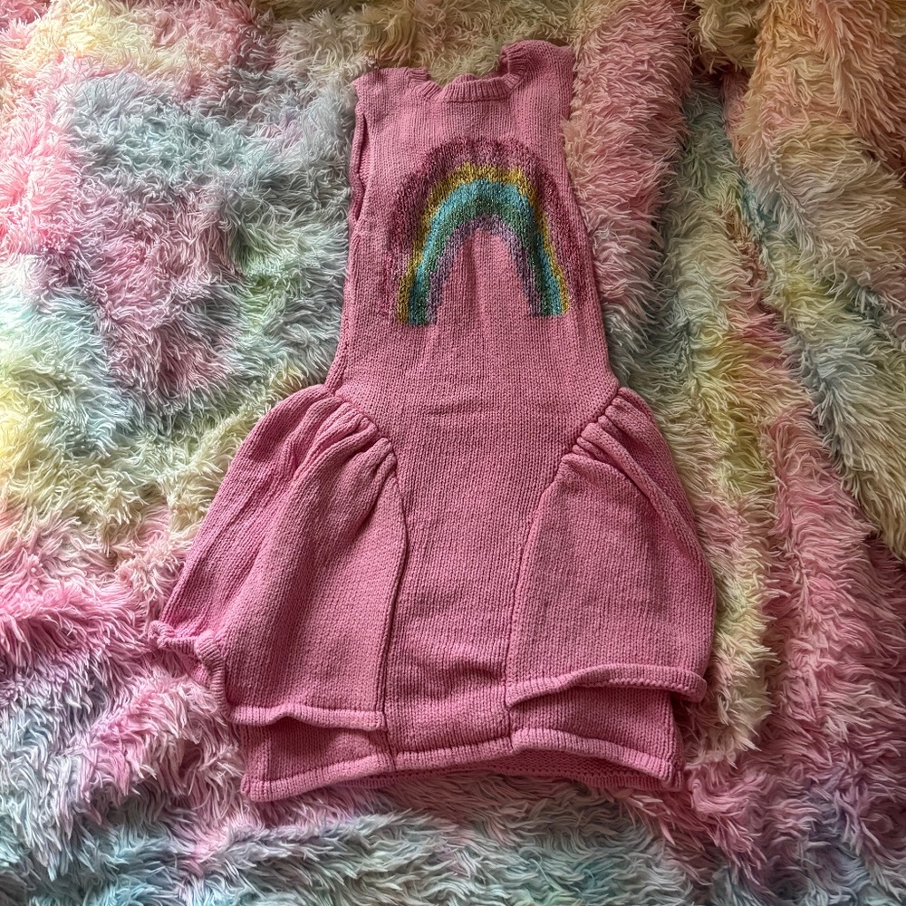Wildfox Pink Knit Rainbow Dress 🌈
